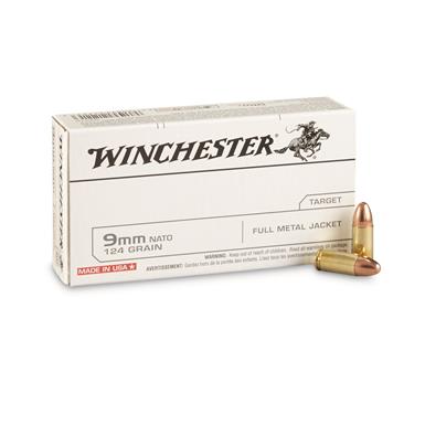 Winchester White Box, 9mm, FMJ, 124 Grain, 500 Rounds