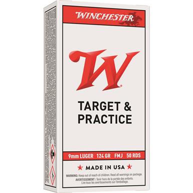 Winchester White Box, 9mm, FMJ, 124 Grain, 50 Rounds