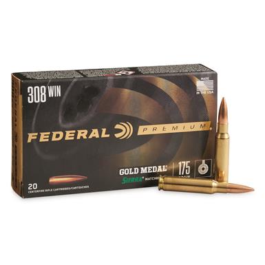 Federal Premium Gold Medal .308 Win., Sierra MatchKing BTHP, 175 Grain, 20 Rounds