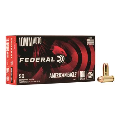 Federal American Eagle Pistol, 10mm, FMJ, 180 Grain, 50 Rounds