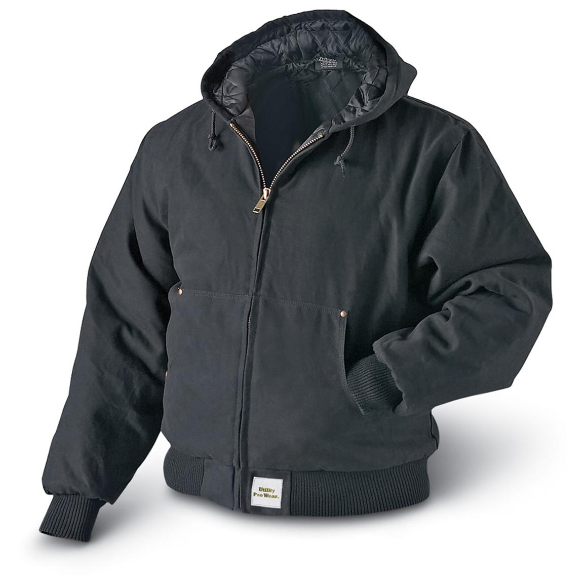 Utility Pro® Hooded Work Jacket, Black - 58, Insulated Jackets & Coats ...