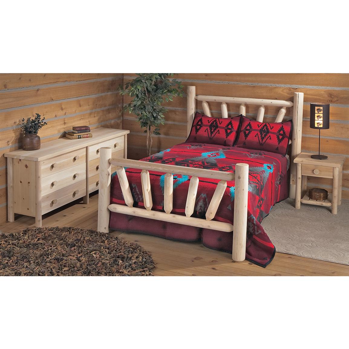 Rustic Natural Cedar Furniture Company King Cedar Log Bed 100591 Bedroom Furniture At Sportsman S Guide