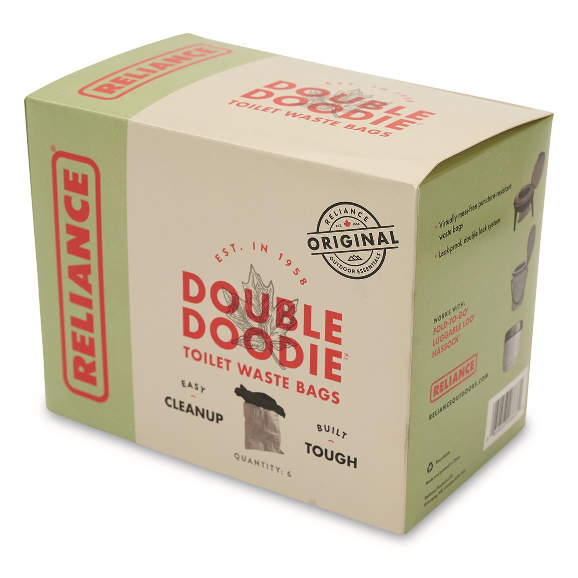 Reliance Double Doodie Toilet Waste Bags, 6 Pack