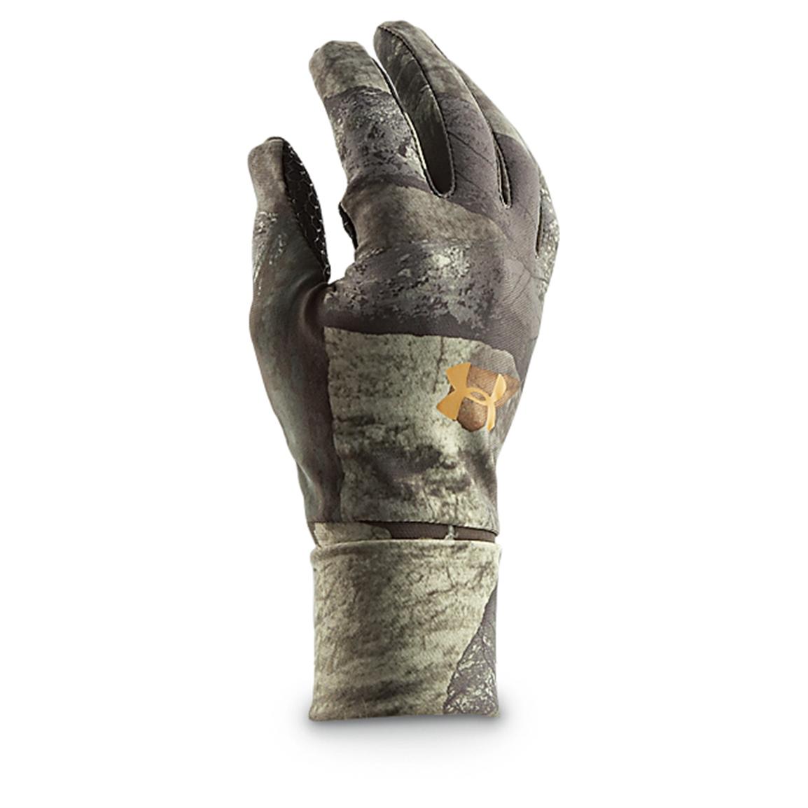 Under Armour Men's Cold Gear Camo Liner Gloves SZ Large Ridge Reaper 1203060 UA 