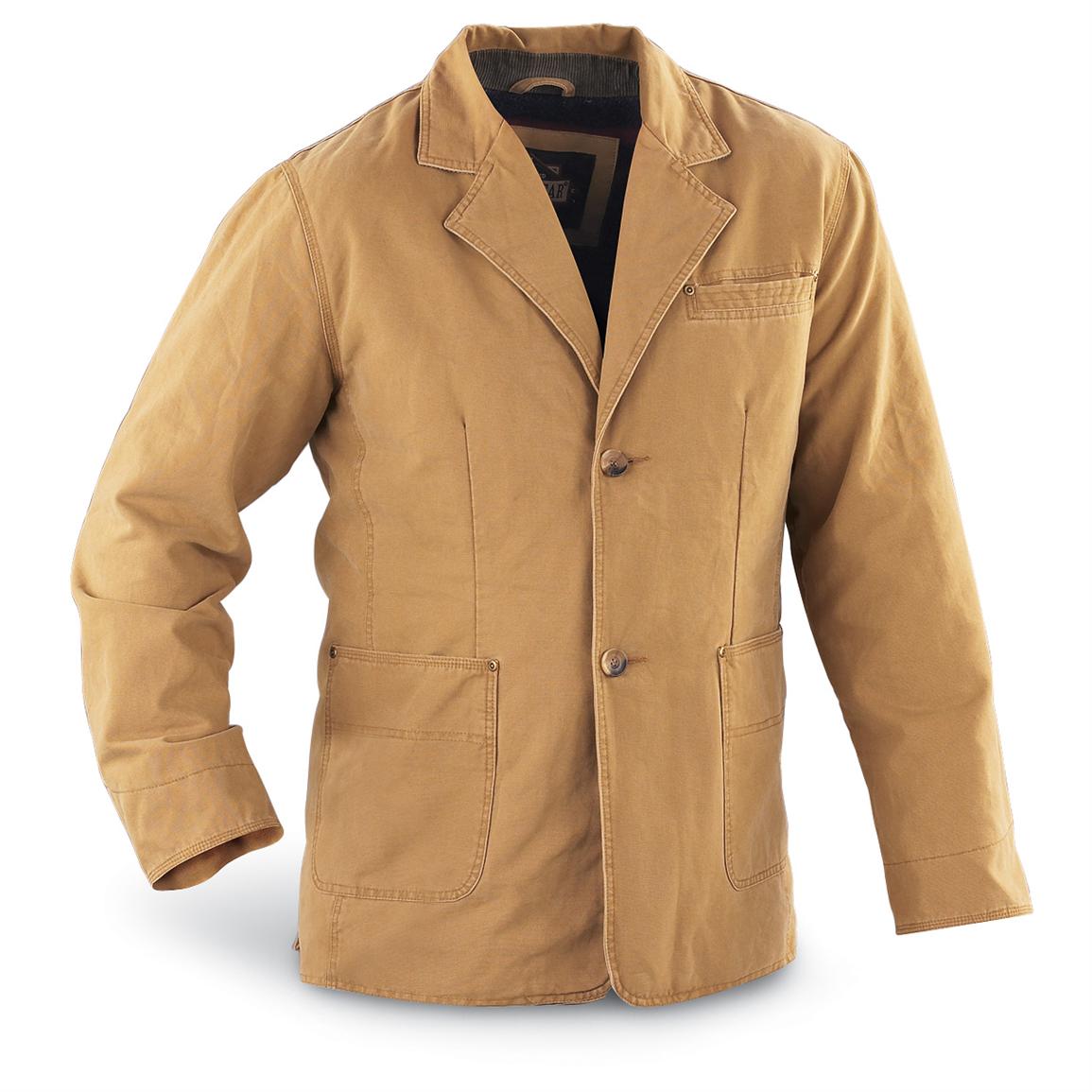 Guide Gear® Canvas Fleece - lined Sport Coat, Tan - 103046, Uninsulated