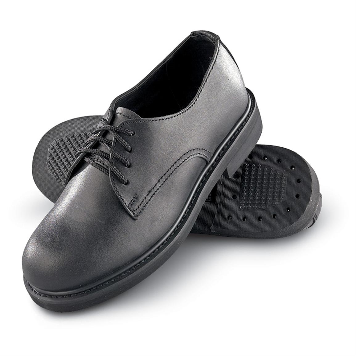 Men�s New French Military Leather Shoes, Black 103637