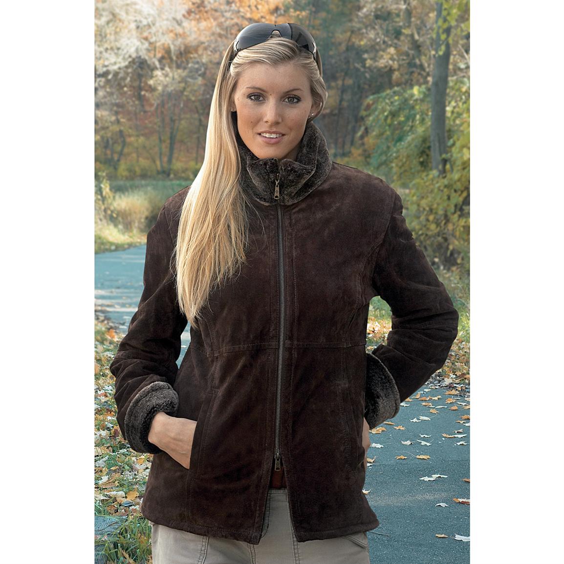 Women's Columbia™ Suede Leather Jacket - 104168, Insulated Jackets ...