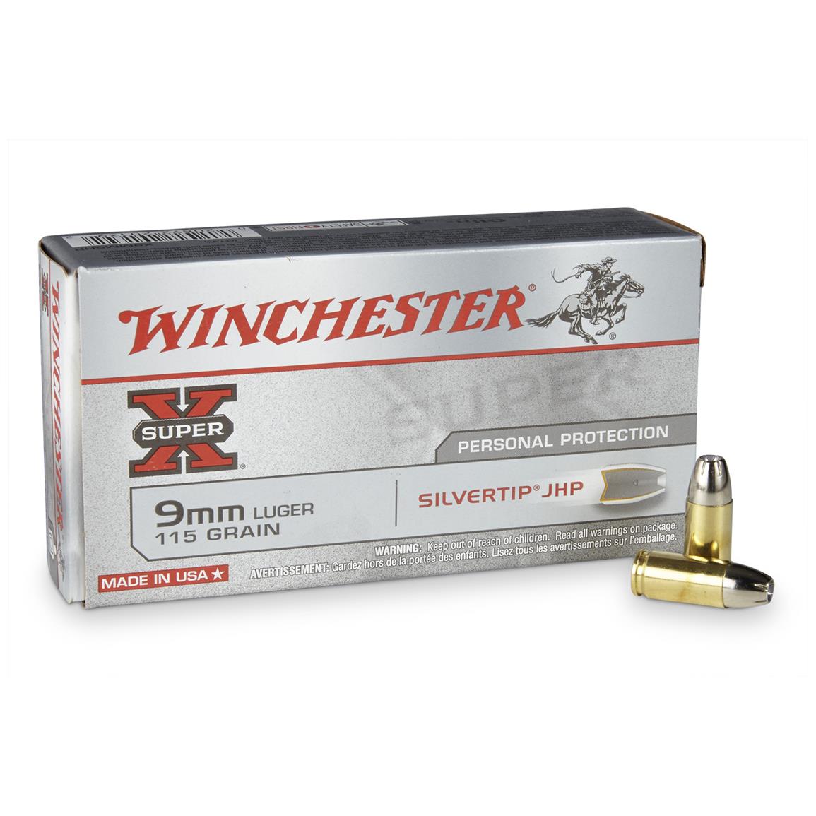 Winchester Super-X, 9mm Luger, STHP, 115 Grain, 50 Rounds - 10469, 9mm ...