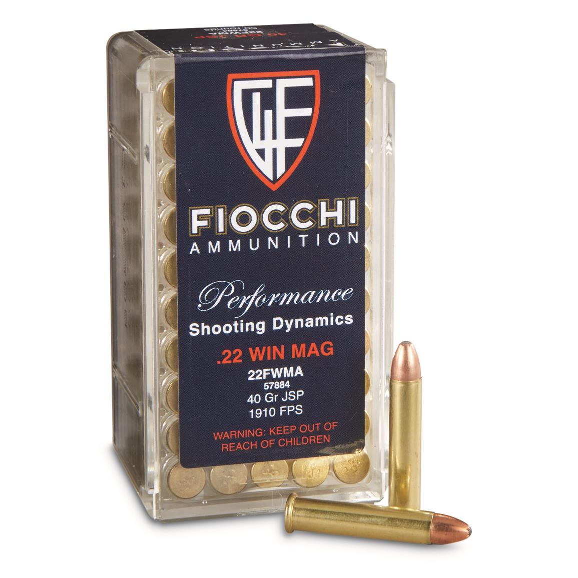 Fiocchi Performance Shooting Dynamics, .22 Magnum, JSP, 40 Grain, 50 rounds