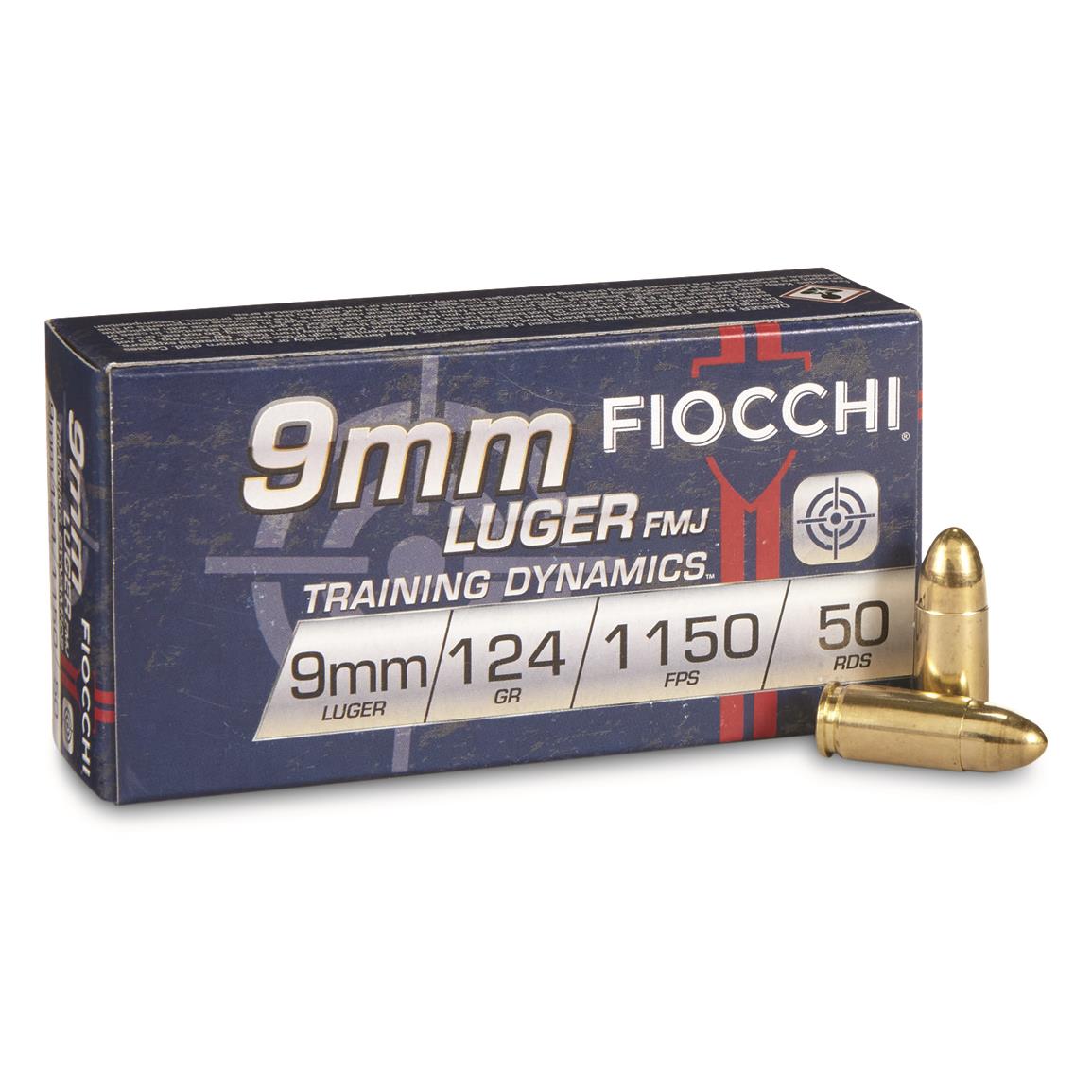 Fiocchi Pistol Shooting Dynamics, 9mm, FMJ, 124 Grain, 50 Rounds