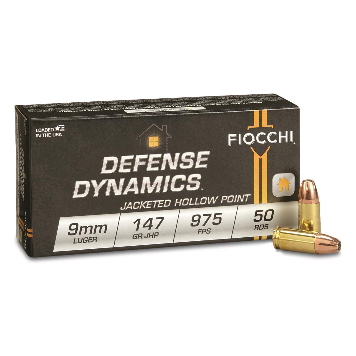Fiocchi Shooting Dynamics, 9mm, JHP, 147 Grain, 50 Rounds