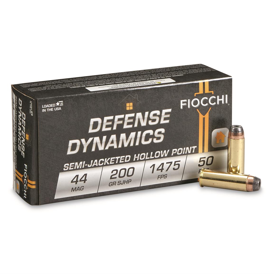 Fiocchi Shooting Dynamics, .44 Magnum, SJHP, 200 Grain, 50 Rounds