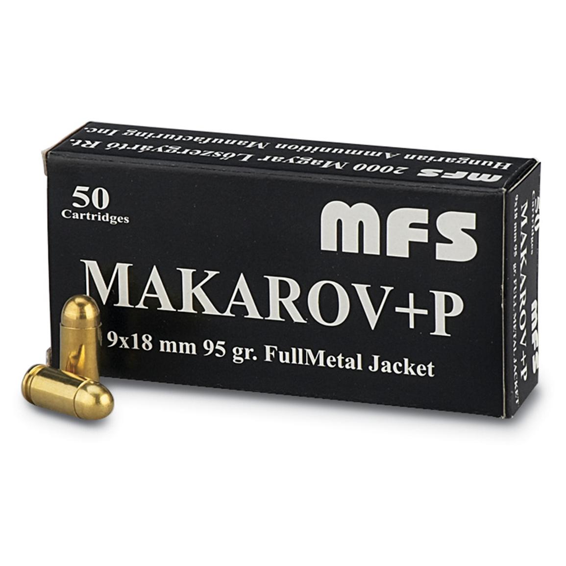 9x18 Makarov, FMJ +P, 95 Grain, 50 Rounds - 105392, 9x18mm Ammo at ...