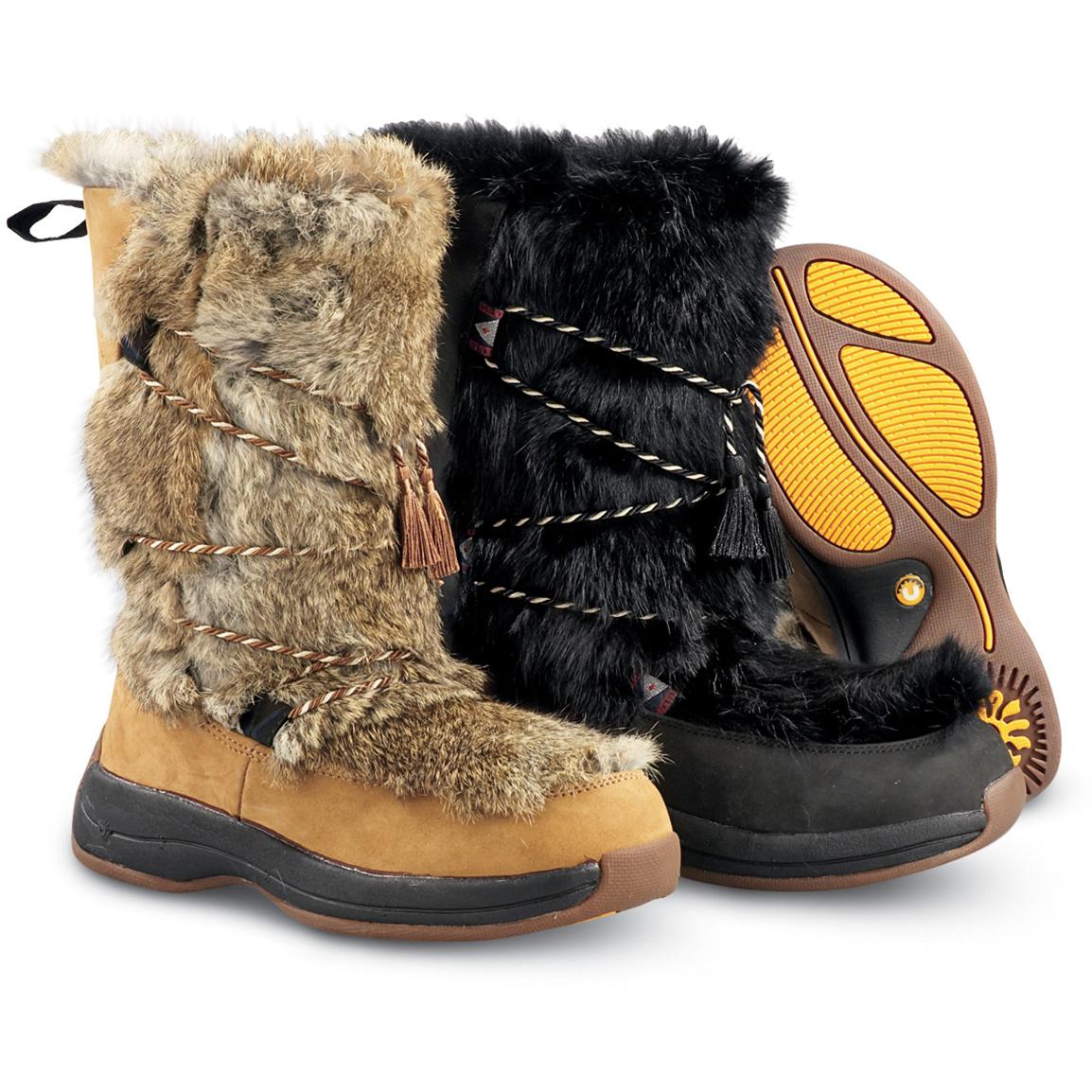 Women's Ulu® Akna Rabbit Fur Boots - 105792, Casual Shoes at Sportsman ...