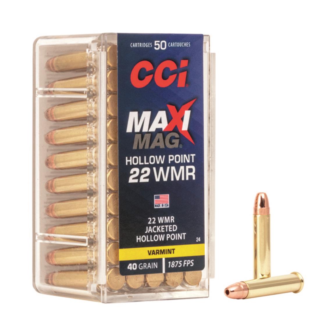 CCI Rimfire 22 Maxi Mag WMR HP 40 Grain 50 Rounds 10588 22 