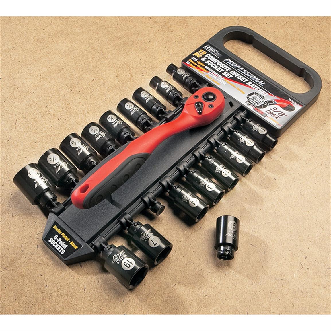 Performance Tool® 19-Pc. 3/8" Composite Ratchet Socket Set - 106015