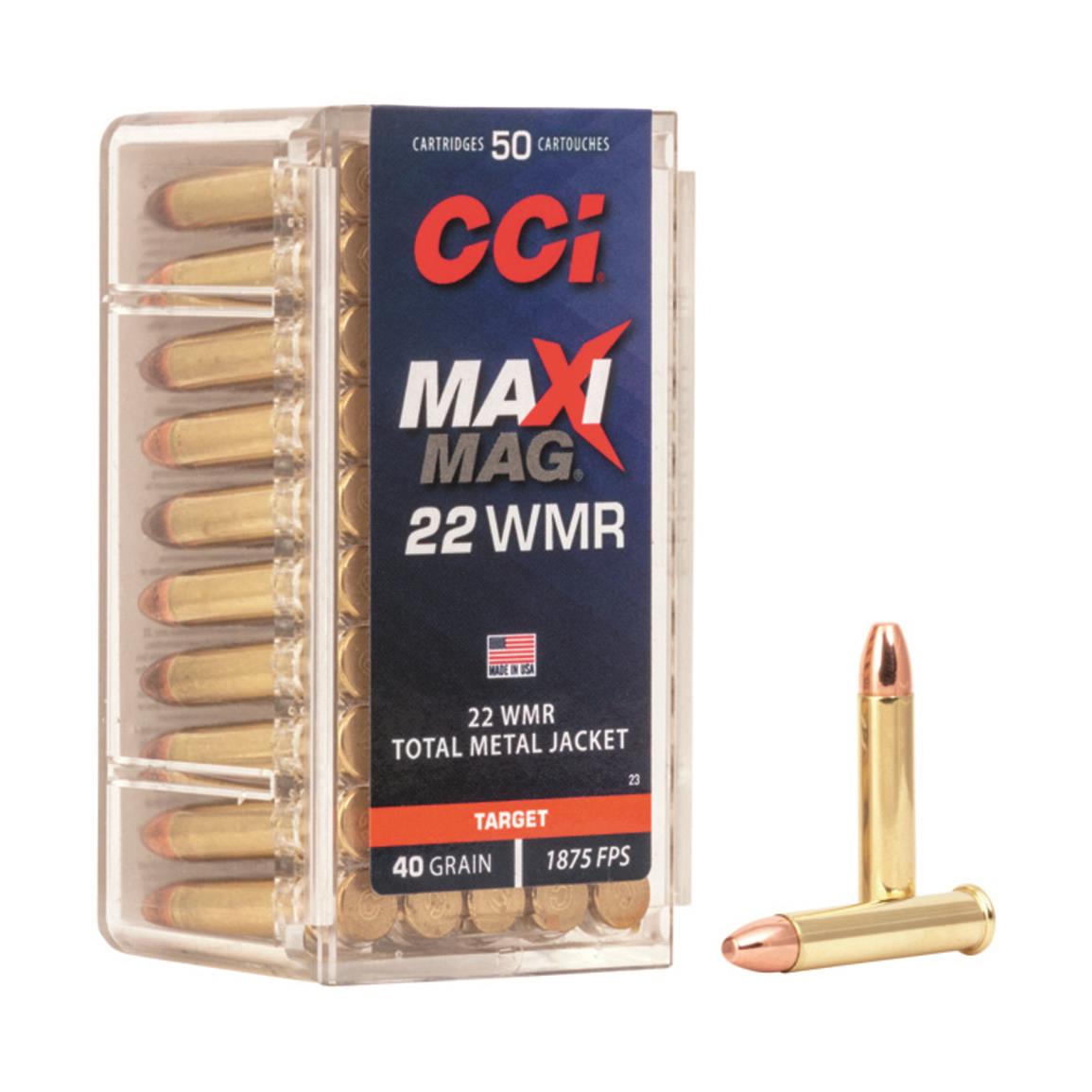CCI Maxi-Mag, .22 WMR, TMJ, 40 Grain, 50 Rounds