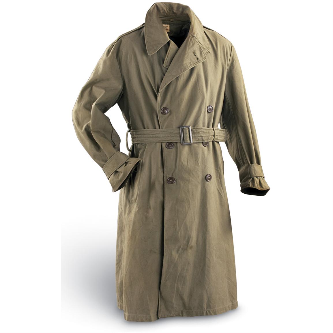 olive drab trench coat