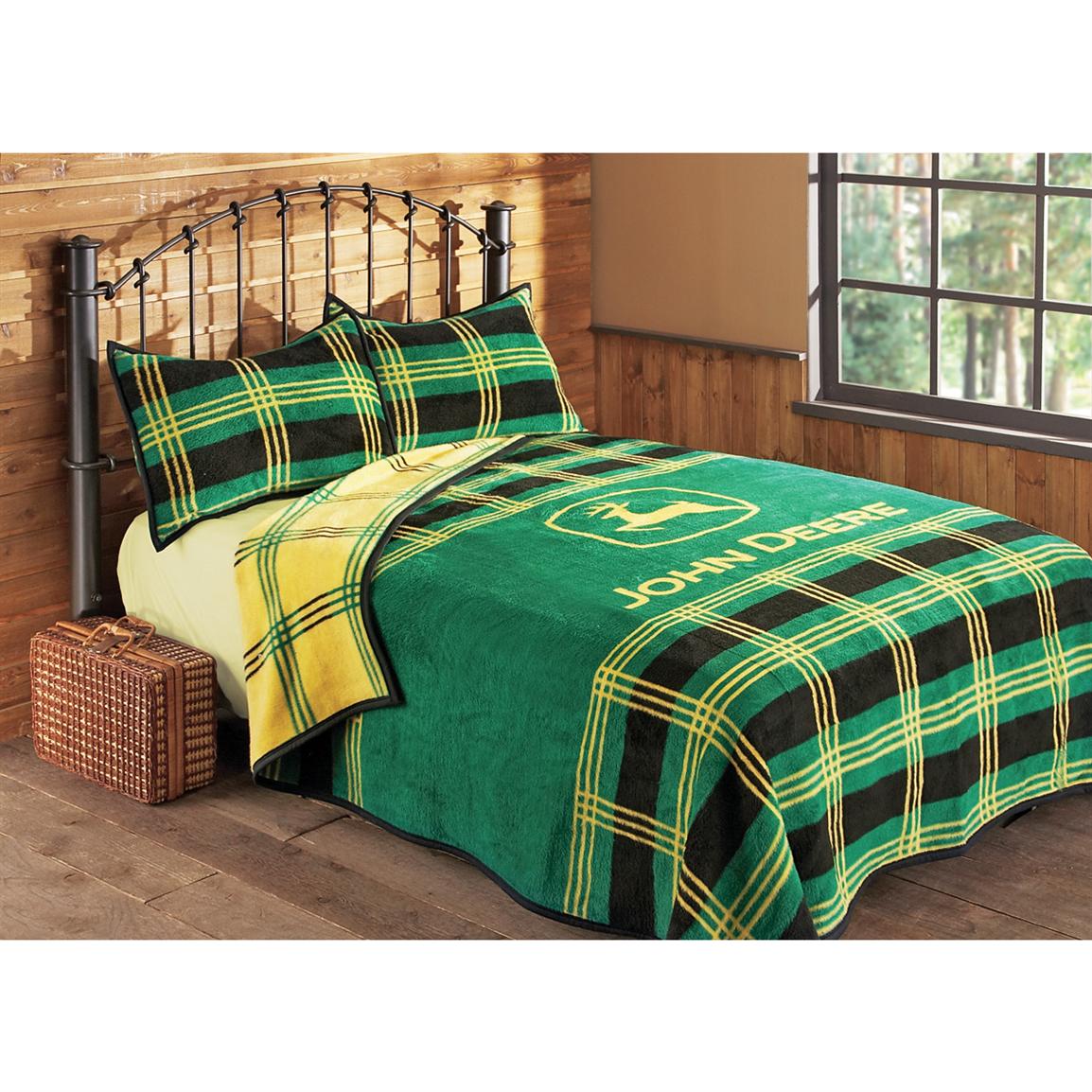 John Deere® Plaid Bed Blanket - 106932, Quilts, Sets