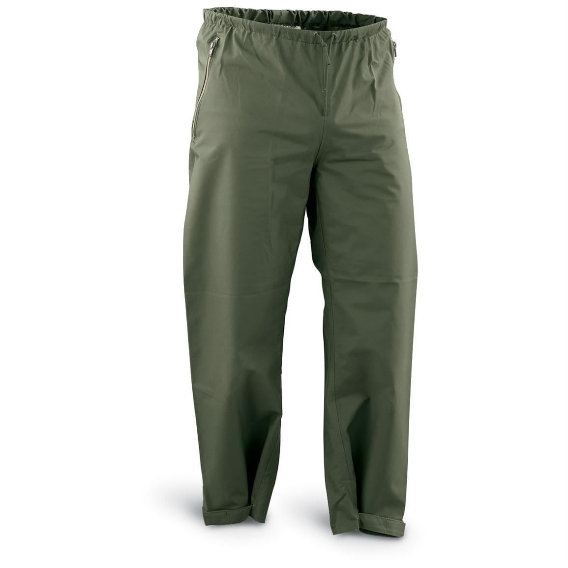 Used German Military GORE TEX® Pant, Olive Drab 152139, Camo Rain