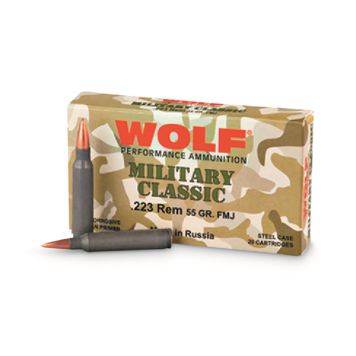 Wolf, Military Classic, .223 Remington, FMJ, 55 Grain, 20 Rounds