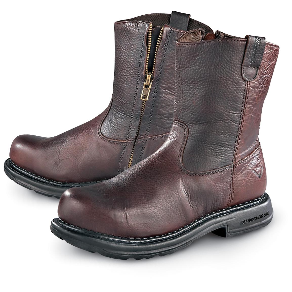 side zip wellington work boots