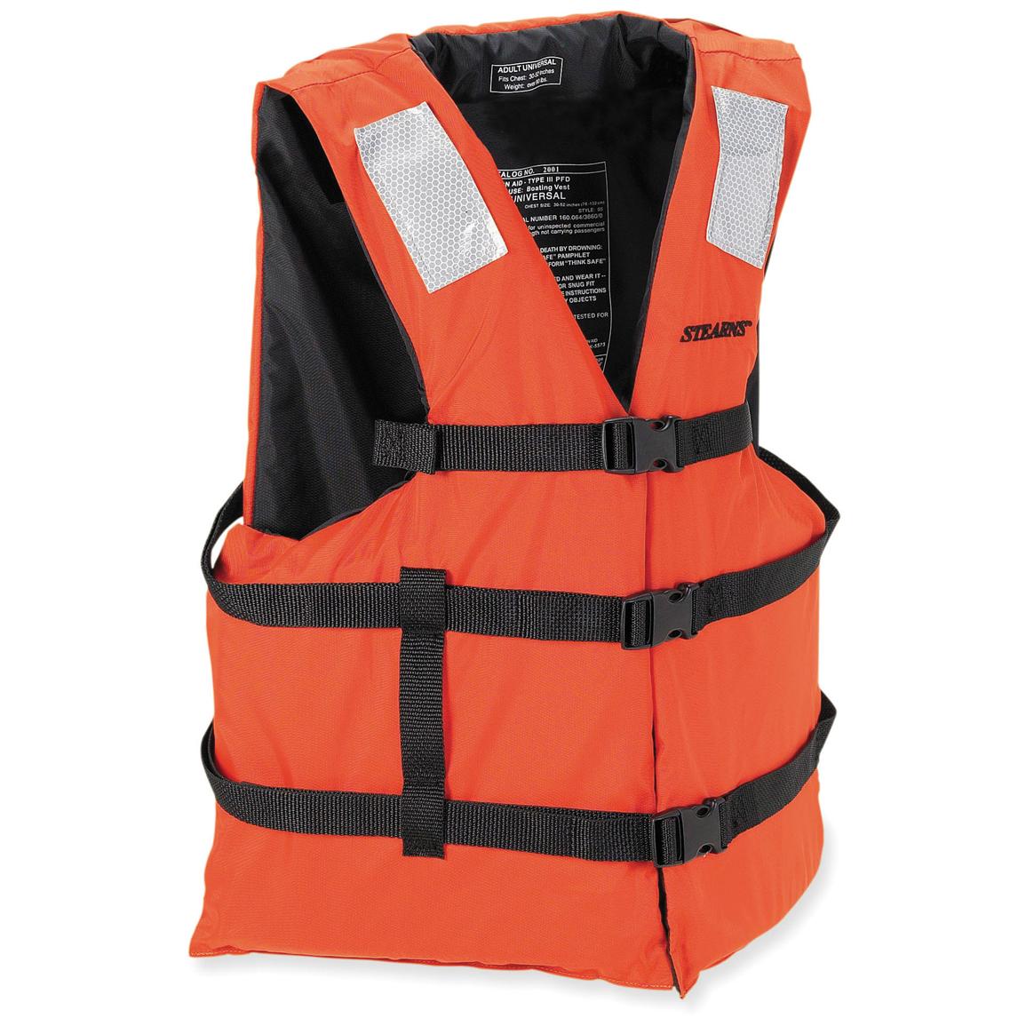 Stearns® Adult General Purpose Deluxe Life Vest, Orange - 108438, Ski ...