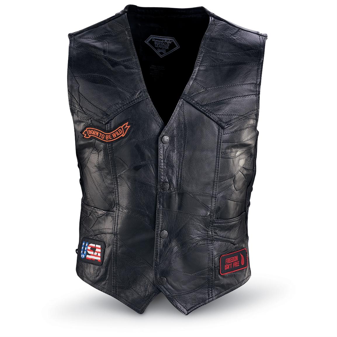 Diamond Plate™ Buffalo Leather Vest, Black 112929, Vests at Sportsman's Guide