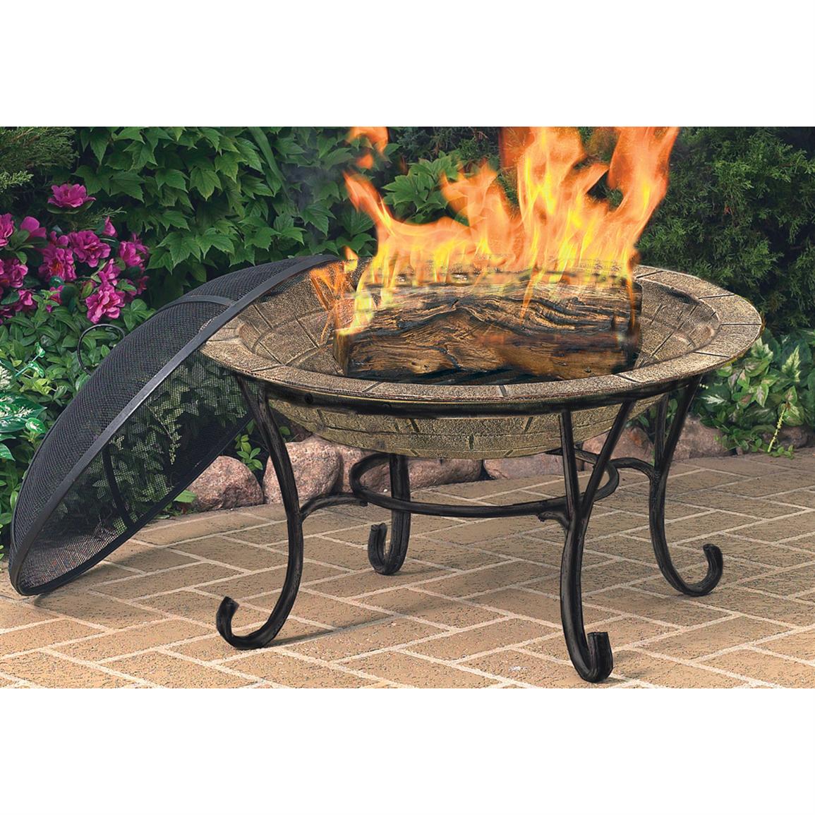 CobraCo® Round Cast Iron Brick Finish Fire Pit - 113214 ...