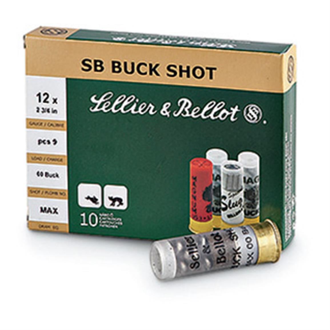 Sellier &amp; Bellot Buckshot, 2 3/4&quot;, 12 Gauge, 00 Buckshot, 12 Pellets, 100 Rounds
