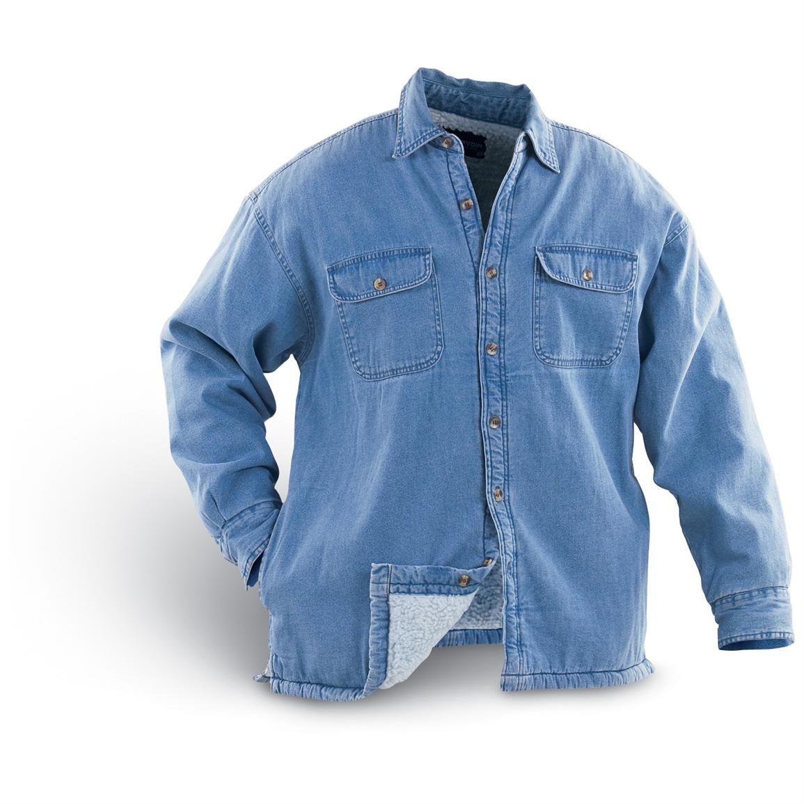 mens fleece lined denim shirt jacket