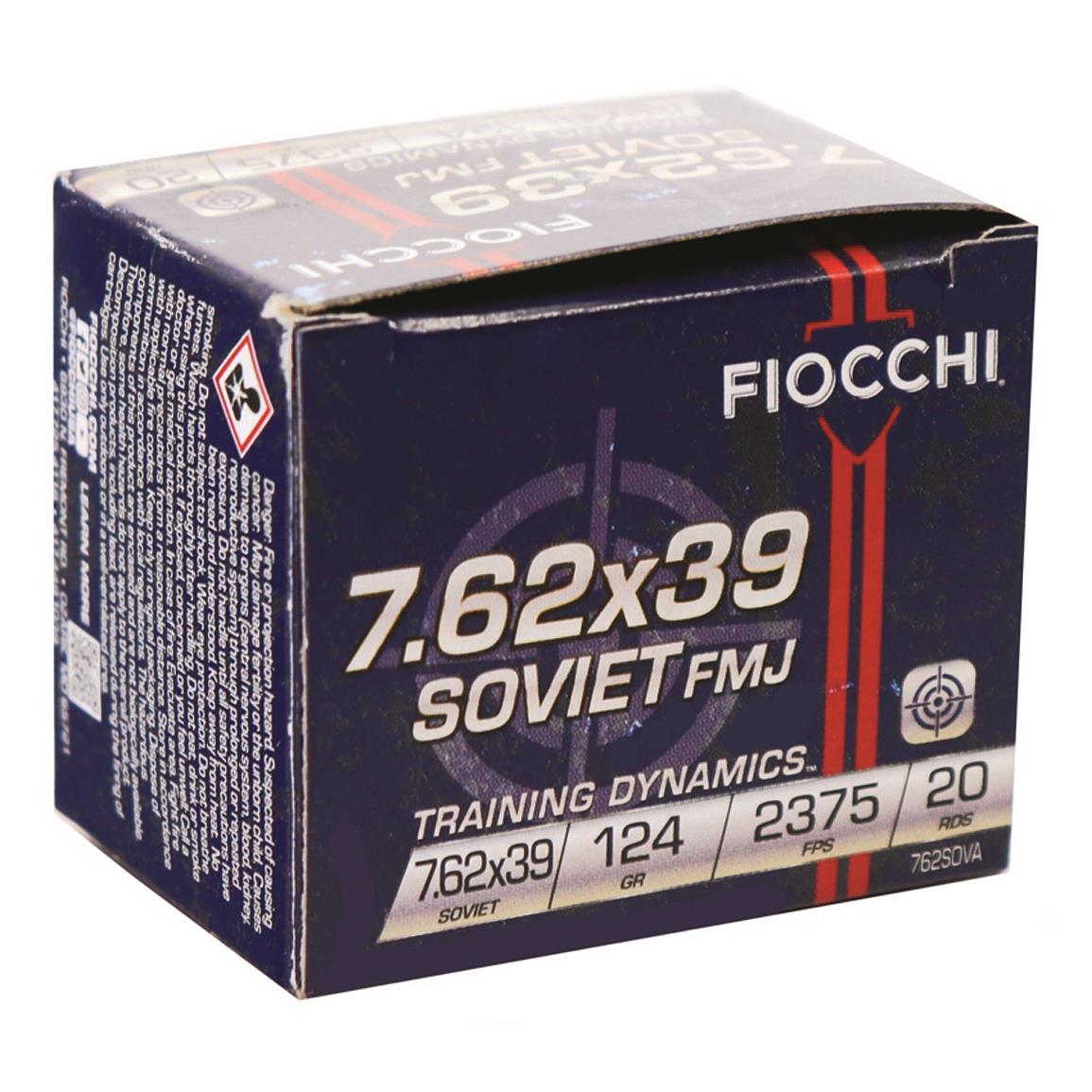 Fiocchi, 7.62x39mm, FMJ, 123 Grain, 20 Rounds