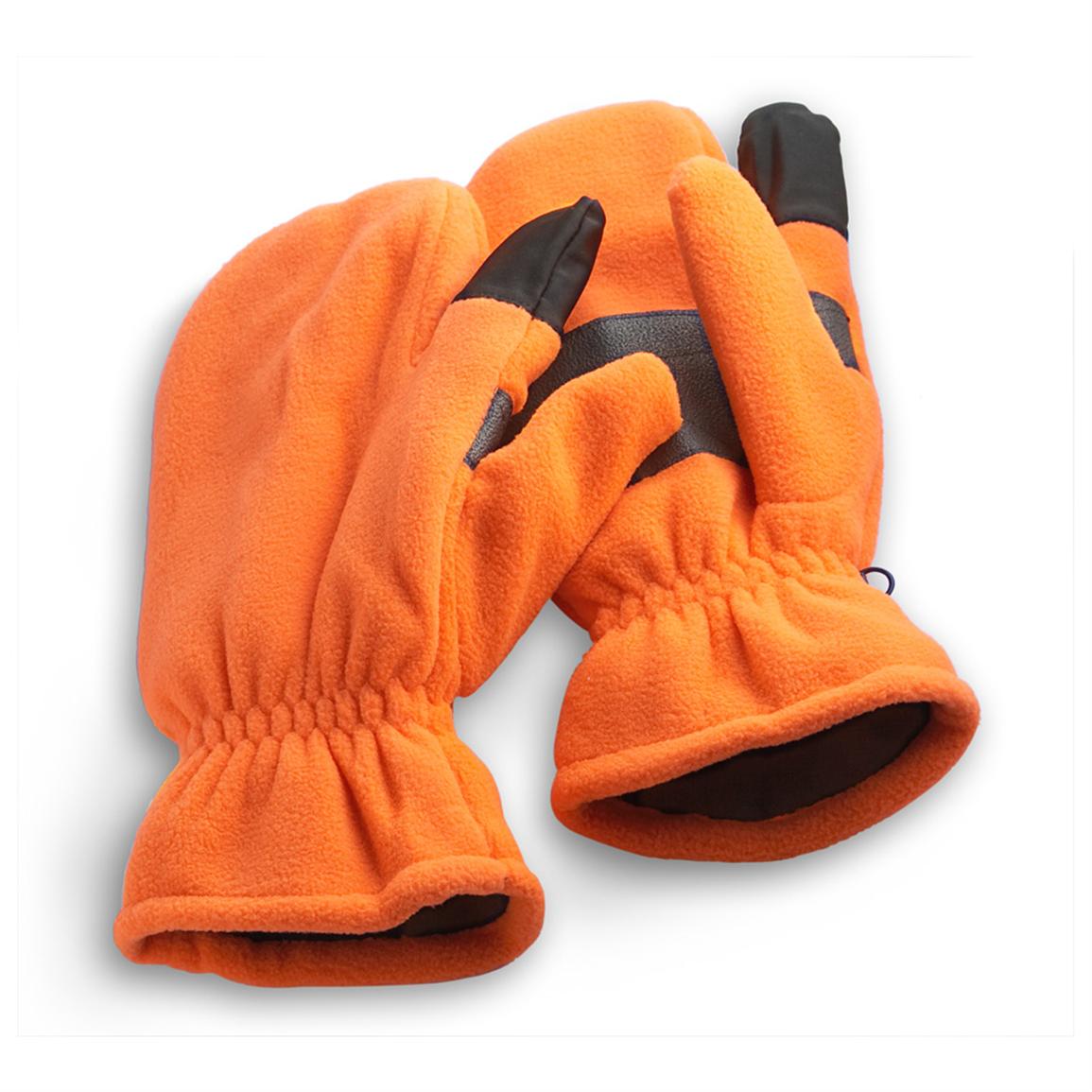 blaze orange hunting mittens