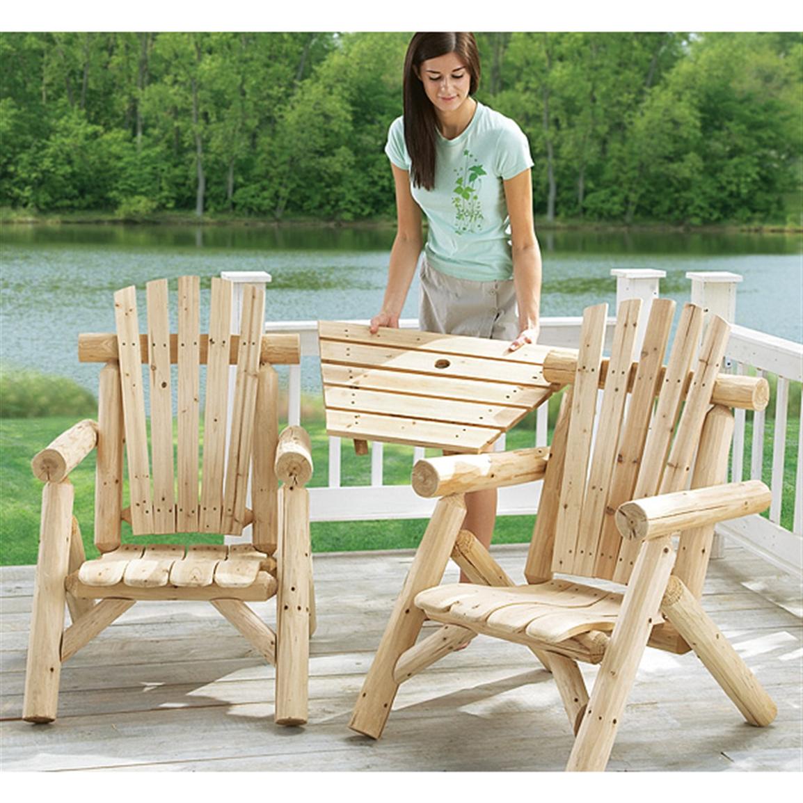 3-Pc. Cedar Log Adirondack Tete-Te-Tete - 116446, Patio ...