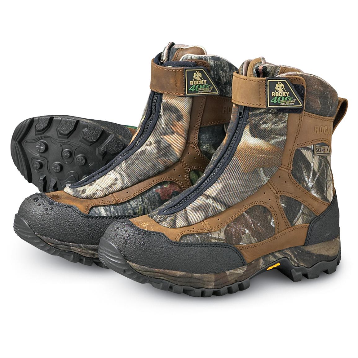 Men's RockyÂ® 400 gram Thinsulateâ¢ Ultra Insulation Waterproof Zip Silent Hunter Boots - 118912 