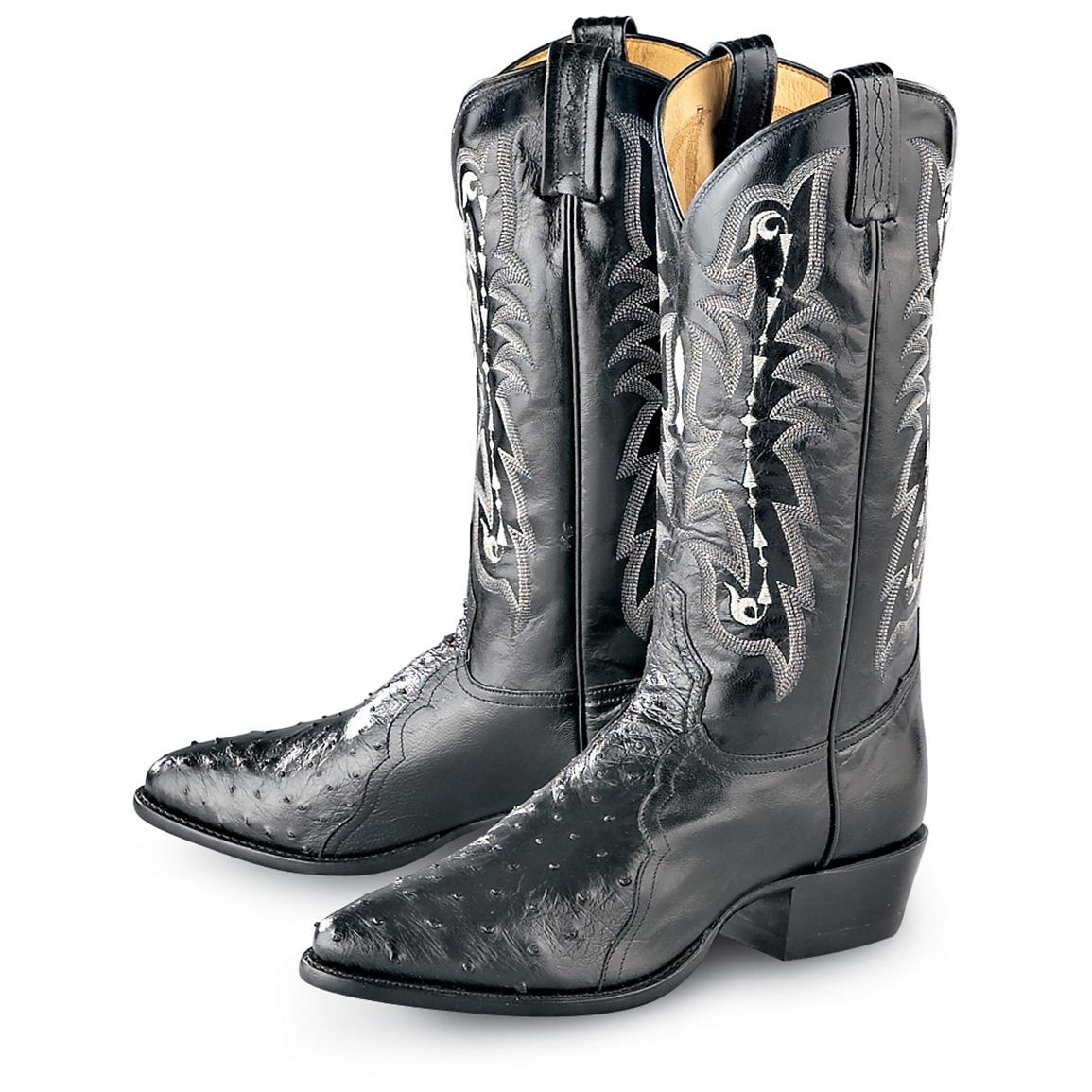 Men's Tony Lama® Full - quill Ostrich Western Boots, Black - 119641 ...