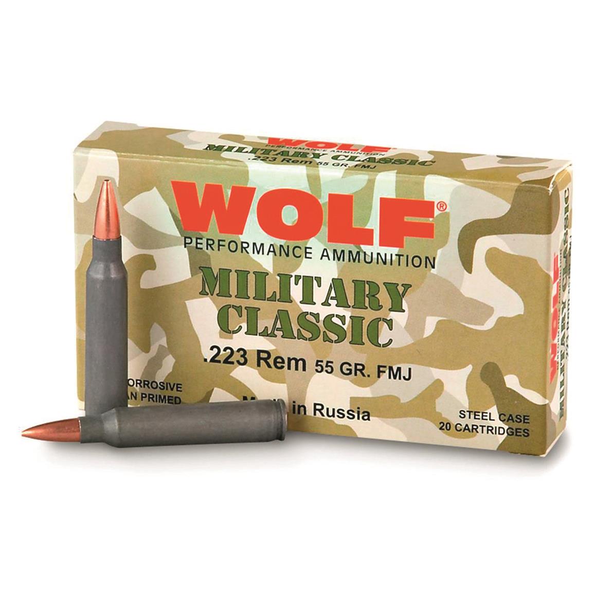 Wolf WPA Military Classic, .223 Remington, Soft Point, 55 Grain, 500 Rounds