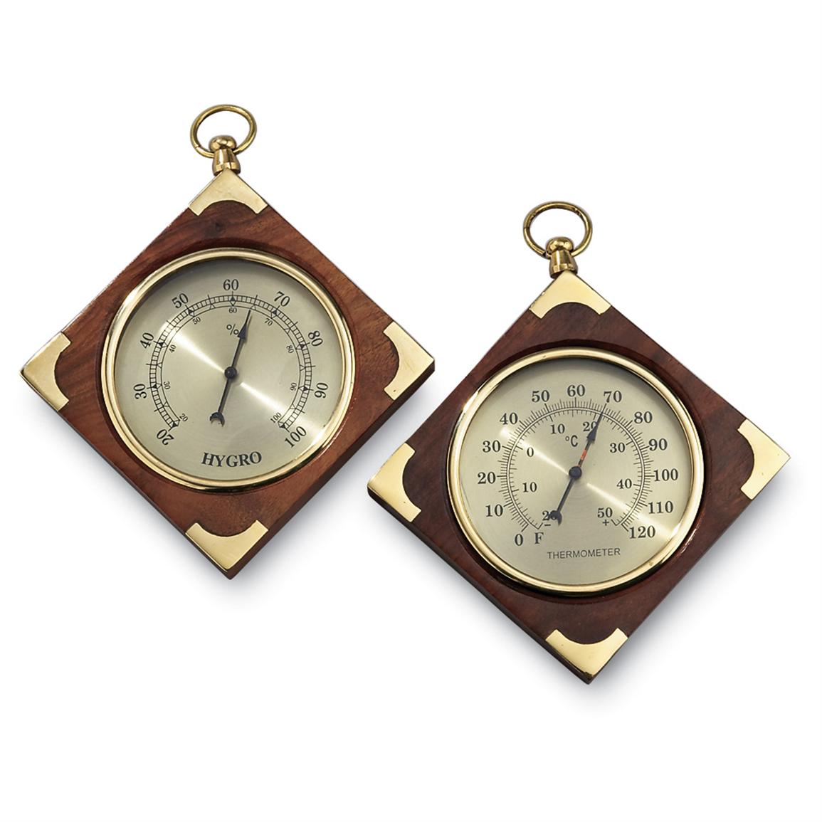 Wood And Brass Weather Gauges 120306 Stations At