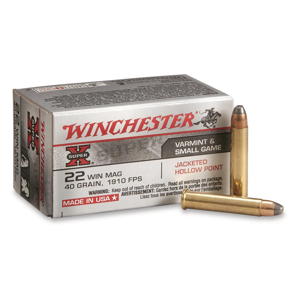 Winchester Super X, .22 Magnum, JHP, 40 Grain, 50 Rounds