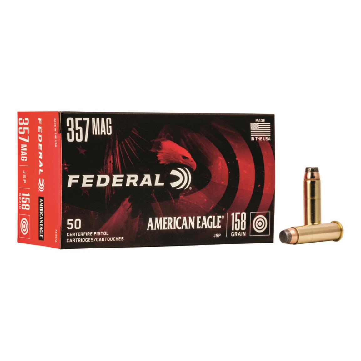 Federal American Eagle, .357 Magnum, JSP, 158 Grain, 50 Rounds