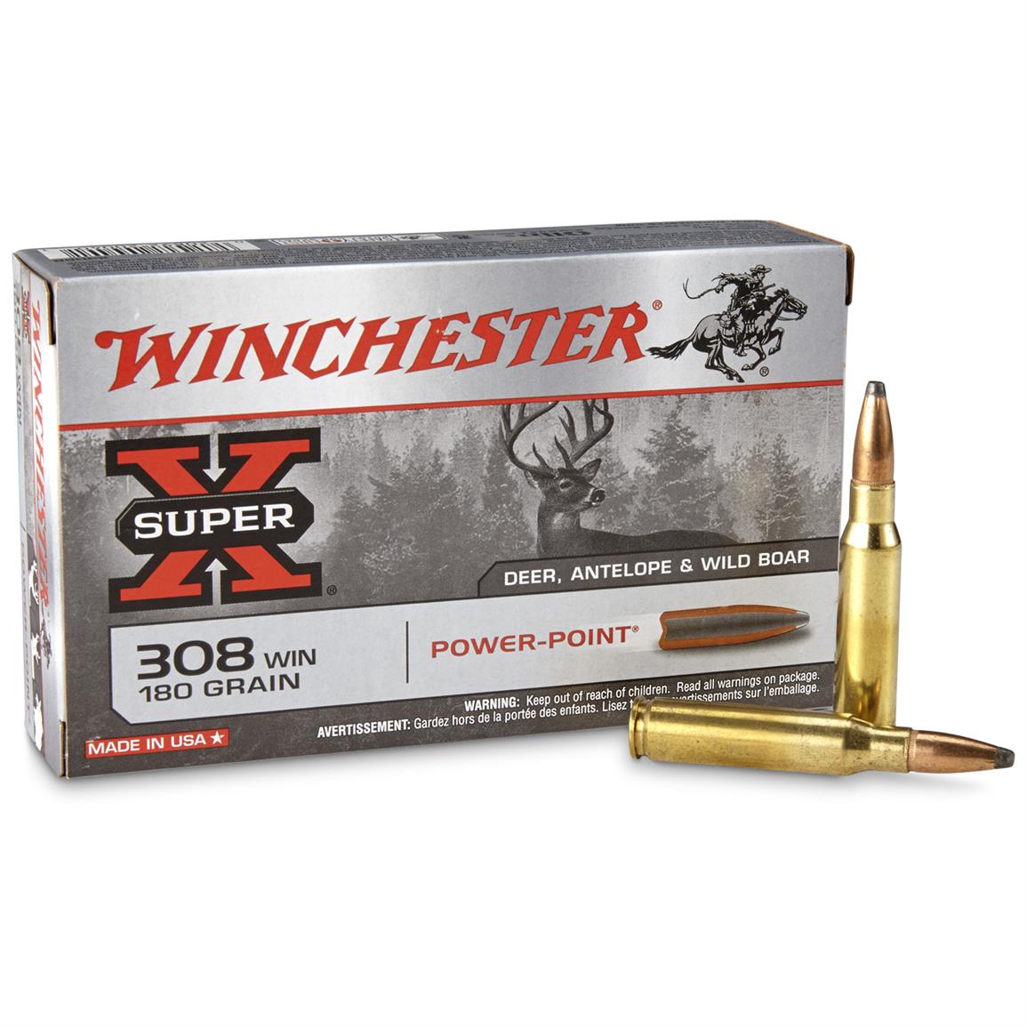 Winchester Super-X, .308 Winchester, PP, 180 Grain, 20 Rounds