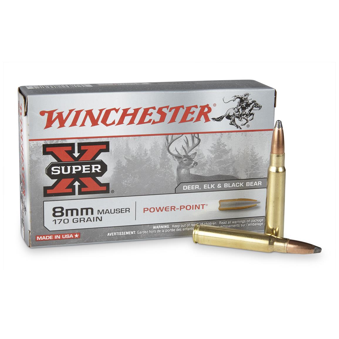 Winchester Super-X, 8mm Mauser, PP, 170 Grain, 20 Rounds