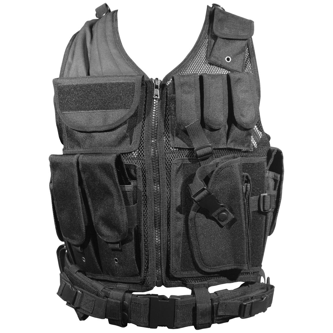 Firepower® Deluxe Tactical Vest, Black - 122549, Airsoft Accessories at ...