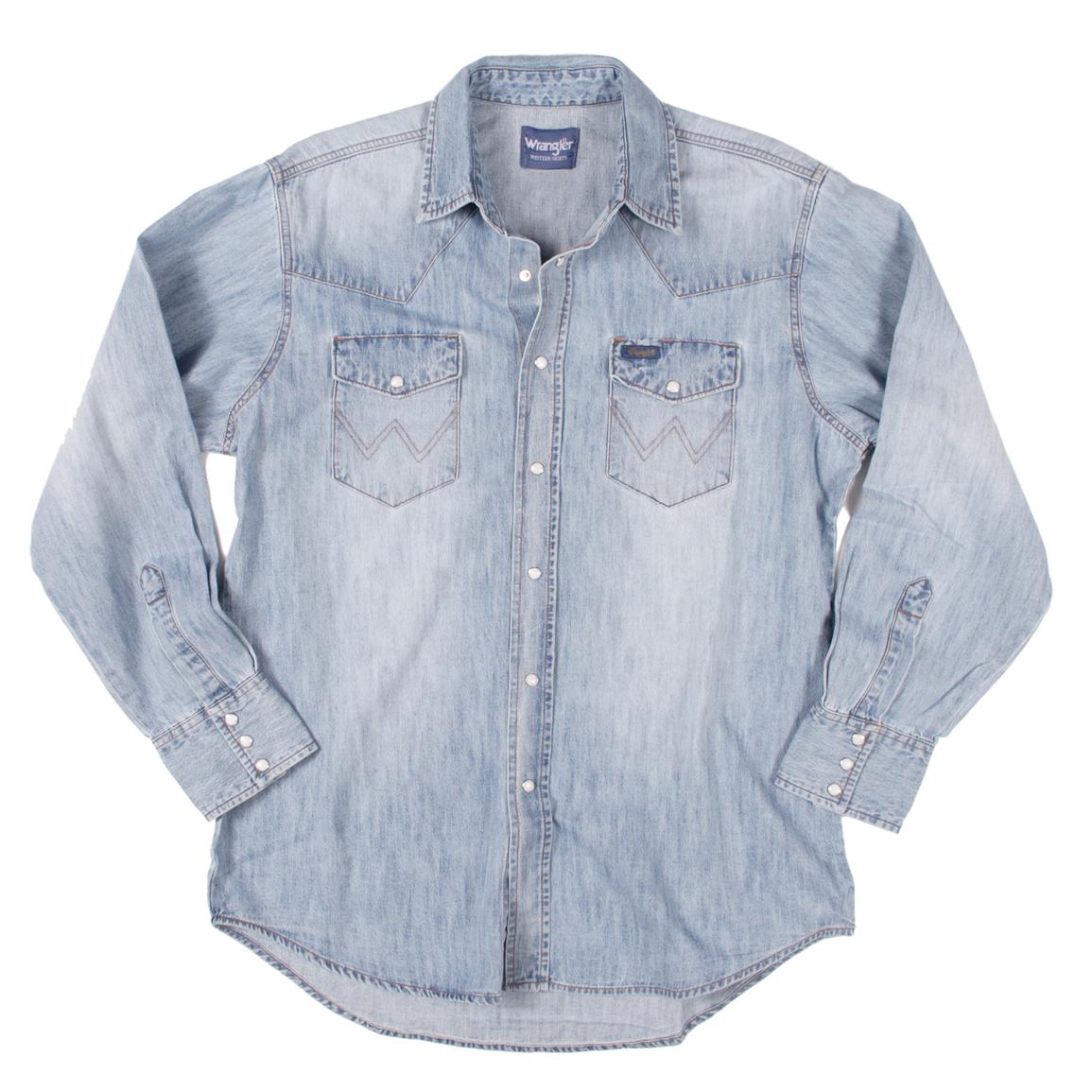 Men's Tall Wrangler® Cowboy Cut® Long Sleeve Shirt, Stone Bleach