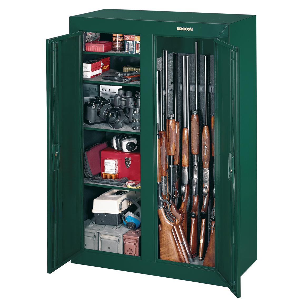 Stack On 16 Gun Double Door Security Cabinet Hunter Green 124449