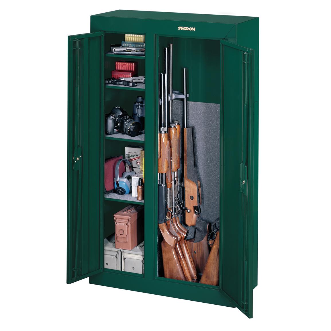 Stack On 10 Gun Double Door Security Cabinet Hunter Green