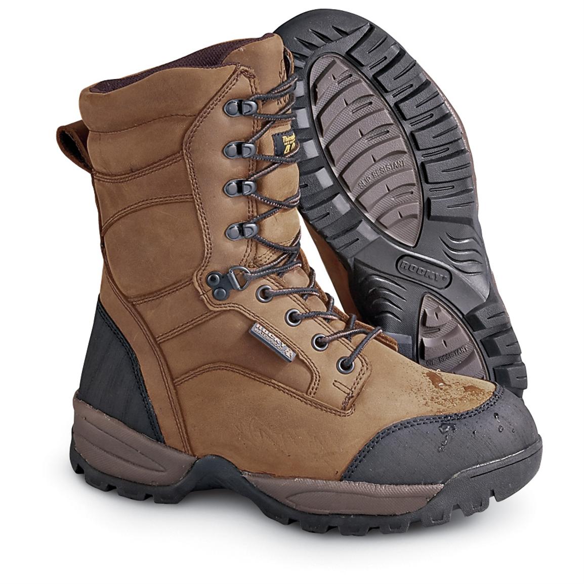 rocky lone star insulated waterproof work boots for men