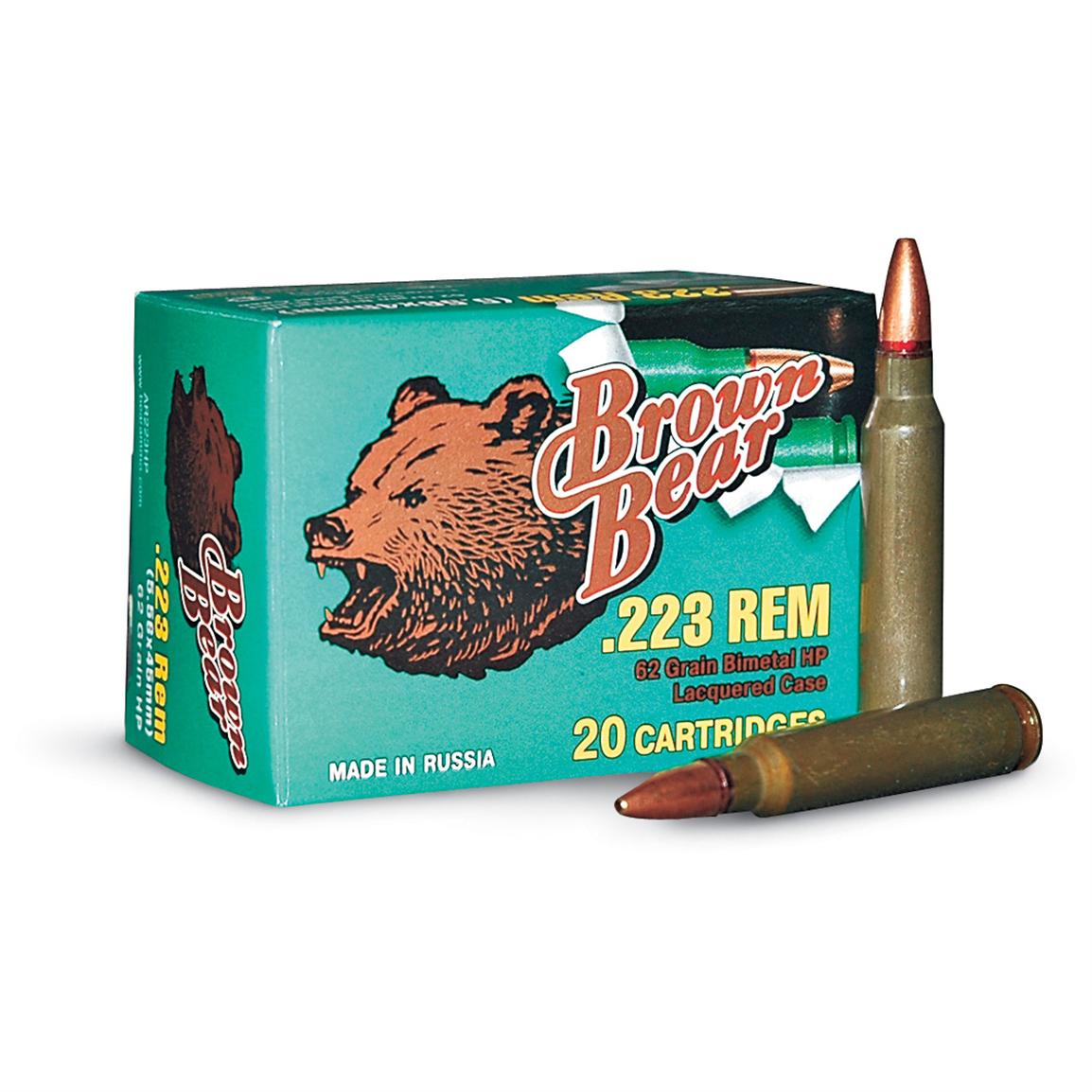 Brown Bear, .223 Remington, HP, 62 Grain, 500 Rounds