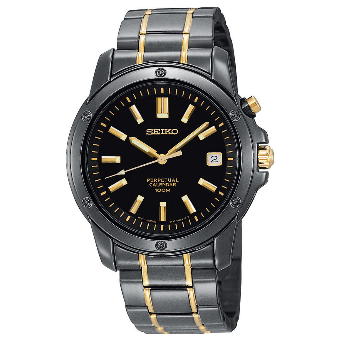 Seiko® Men's Perpetual Calendar Titanium Carbon Nitride Watch 126600