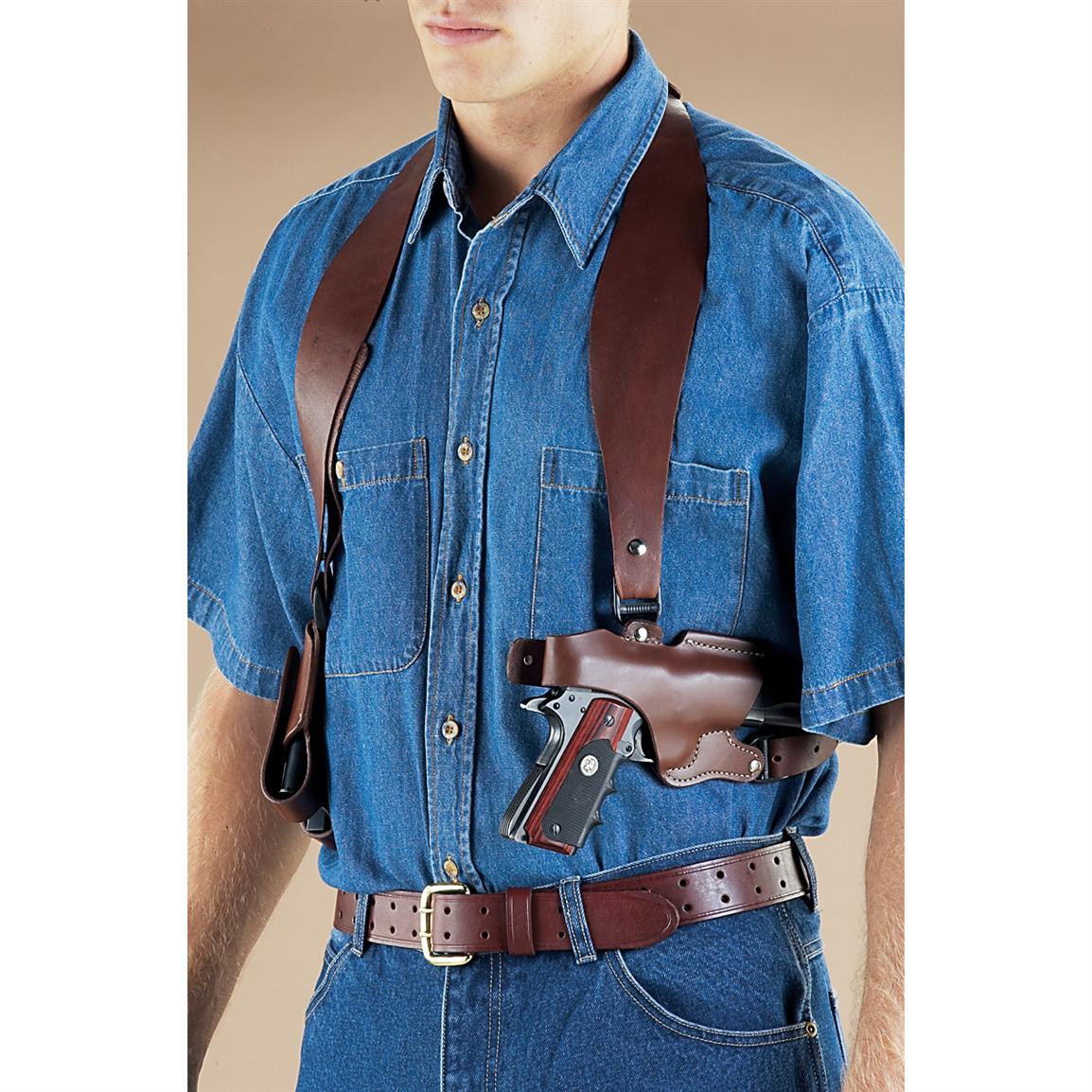 Classic Old West Styles Leather Shoulder Holster with Double Mag Pouch ...